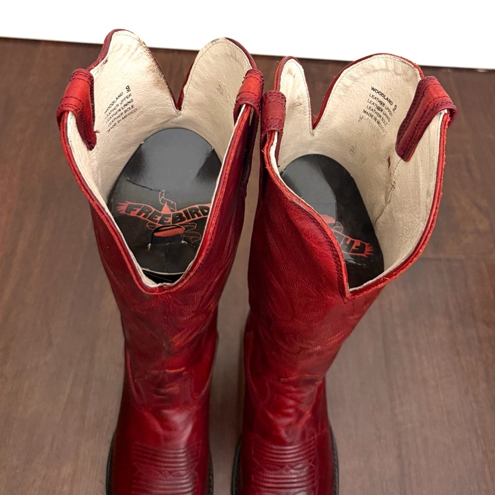 NWT Freebird by Steven Woodland Leather Western Cowboy Boots in Crimson Sz 9 - Picture 8 of 16